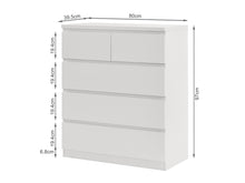 Load image into Gallery viewer, Tongass Wooden Tallboy 5 Drawers - White