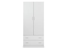 Load image into Gallery viewer, Bram 2 Door Wardrobe with 2 Drawers - White