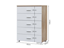 Load image into Gallery viewer, Bram Tallboy 5 Drawer Chest Dresser - Oak