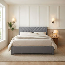 Load image into Gallery viewer, N-23524-haydon-super-king-fabric-bed-frame-4-drawers-light-grey-7