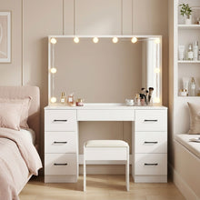 Load image into Gallery viewer, LISIANTHUS 2 Piece Dressing Table with Mirror & Stool Set - White