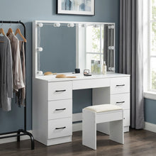 Load image into Gallery viewer, LISIANTHUS 2 Piece Dressing Table with Mirror & Stool Set - White