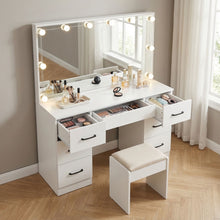 Load image into Gallery viewer, LISIANTHUS 2 Piece Dressing Table with Mirror & Stool Set - White