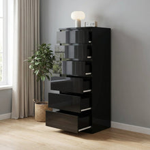 Load image into Gallery viewer, Angeles High Gloss 6 Drawer Slim Tallboy - Black