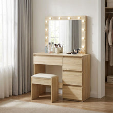Load image into Gallery viewer, Begonia 2 Piece Dressing Table with Mirror & Stool Set - Oak