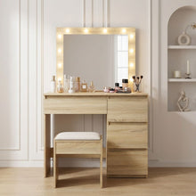 Load image into Gallery viewer, Begonia 2 Piece Dressing Table with Mirror & Stool Set - Oak