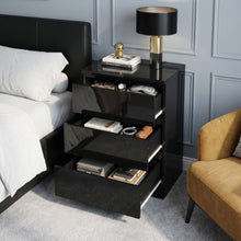 Load image into Gallery viewer, Angeles High Gloss Bedside Table with 3 Drawers - Black
