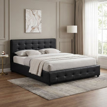Load image into Gallery viewer, N-21772-augusta-pu-slat-bed-frame-super-king-black-2601095