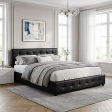 Load image into Gallery viewer, N-21772-augusta-pu-slat-bed-frame-super-king-black-2601094