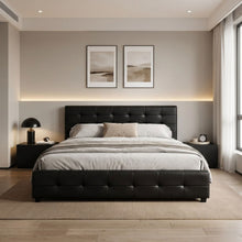 Load image into Gallery viewer, N-21772-augusta-pu-slat-bed-frame-super-king-black-2601097