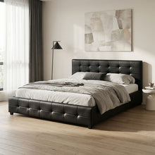 Load image into Gallery viewer, N-21772-augusta-pu-slat-bed-frame-super-king-black-2601096