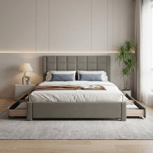 Load image into Gallery viewer, N-24124-denali-queen-bed-frame-with-4-drawers-light-grey-2601098