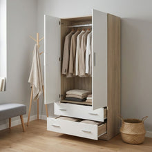 Load image into Gallery viewer, Bram 2 Door Wardrobe with 2 Drawers - Oak + White