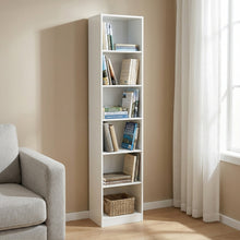Load image into Gallery viewer, Nivo 6 Tier Slim Bookshelf Display Shelf - White