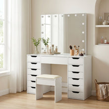 Load image into Gallery viewer, Lustra 2 Piece Dressing Table with Mirror & Stool Set - White