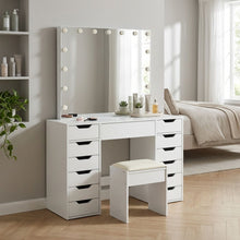 Load image into Gallery viewer, Lustra 2 Piece Dressing Table with Mirror & Stool Set - White