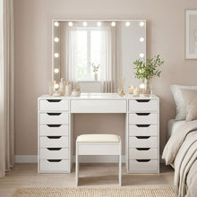 Load image into Gallery viewer, Lustra 2 Piece Dressing Table with Mirror & Stool Set - White