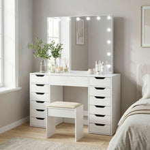 Load image into Gallery viewer, Lustra 2 Piece Dressing Table with Mirror & Stool Set - White