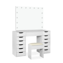 Load image into Gallery viewer, Lustra 2 Piece Dressing Table with Mirror & Stool Set - White