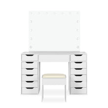 Load image into Gallery viewer, Lustra 2 Piece Dressing Table with Mirror & Stool Set - White