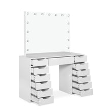 Load image into Gallery viewer, Lustra 2 Piece Dressing Table with Mirror & Stool Set - White