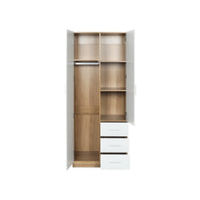 Load image into Gallery viewer, Harris 2 Door Wardrobe with 3 Drawers - Oak+White