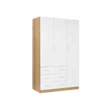 Load image into Gallery viewer, 23098_harris_3_door_wardrobe_with_3_drawers_oak_white_1_7a1b8df2-47e6-4b63-bb65-249547d53179