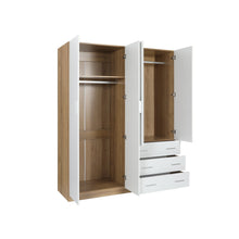 Load image into Gallery viewer, 23099_harris_4_door_wardrobe_with_3_drawers_oak_white_3_e53a6ec5-6284-4897-9786-4ad986fe9fc8