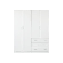 Load image into Gallery viewer, 23102_tongass_4_door_wardrobe_with_3_drawers_-_white_4_341d38e8-13f9-4756-af24-e804fe26ea9f
