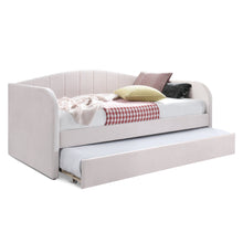 Load image into Gallery viewer, 23145_majura_single_velvet_trundle_bed_frame_-_pink_2_42f67c79-d74e-4060-9c82-91fab14704a6