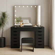 Load image into Gallery viewer, Lustra 2 Piece Dressing Table with Mirror & Stool Set - Black