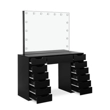 Load image into Gallery viewer, Lustra 2 Piece Dressing Table with Mirror & Stool Set - Black