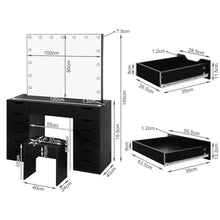 Load image into Gallery viewer, Lustra 2 Piece Dressing Table with Mirror & Stool Set - Black