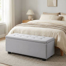 Load image into Gallery viewer, Alexander Linen Storage Ottoman Bench - Light Grey