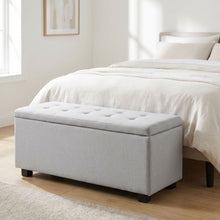 Load image into Gallery viewer, Alexander Linen Storage Ottoman Bench - Light Grey