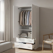 Load image into Gallery viewer, re-23472-bram-2-door-wardrobe-with-2-drawers-white-2601125