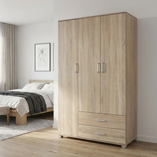 Load image into Gallery viewer, Bram 3 Door Wardrobe Cabinet with 2 Drawers - Oak