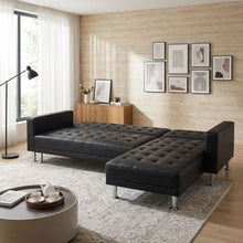 Load image into Gallery viewer, 22083-colorado-3-seater-sofa-bed-futon-with-chaise-black-2601142