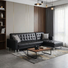 Load image into Gallery viewer, 22083-colorado-3-seater-sofa-bed-futon-with-chaise-black-2601143