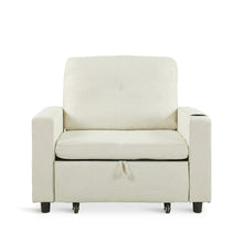 Load image into Gallery viewer, Mist 1 Seater Sofa Bed With Cup Holder And Side Tray - Cream