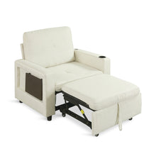 Load image into Gallery viewer, Mist 1 Seater Sofa Bed With Cup Holder And Side Tray - Cream