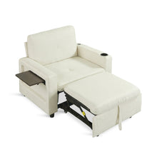 Load image into Gallery viewer, Mist 1 Seater Sofa Bed With Cup Holder And Side Tray - Cream