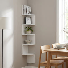 Load image into Gallery viewer, Nemi 5-Tier Wall Mounted Corner Shelf Storage Shelf - White
