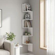 Load image into Gallery viewer, Nemi 5-Tier Wall Mounted Corner Shelf Storage Shelf - White