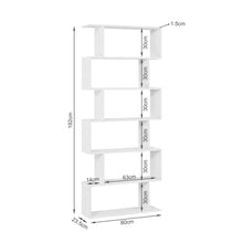 Load image into Gallery viewer, Verta 6 Tier Bookshelf Display Shelf - White