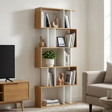 Load image into Gallery viewer, Lumo 5 Tier Bookshelf Display Shelf - Natural + White