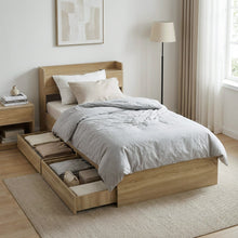 Load image into Gallery viewer, Elda Single Bed Frame with USB Port & Drawers - Natural (p1=0.092m³ - 24.5kg) (p2=0.104m³ - 22.5kg) (T=0.196m³ - 47.0kg)
