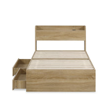 Load image into Gallery viewer, Elda Single Bed Frame with USB Port & Drawers - Natural