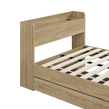 Load image into Gallery viewer, Elda Single Bed Frame with USB Port & Drawers - Natural