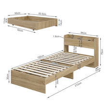 Load image into Gallery viewer, Elda Single Bed Frame with USB Port & Drawers - Natural